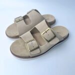 Vintage double-buckle design Suede Upper PVC Outsole Sandals