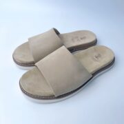 Minimalist wide-strap design Suede Upper PVC Outsole Sandals