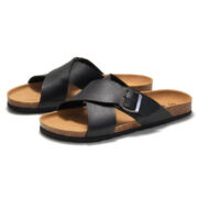 Cross Strap Buckle Cork Footbed PU Upper Composite Outsole Sandals KWN - 图片 10
