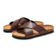 Cross Strap PU Upper Rubber Outsole Sandals