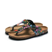 Floral Buckle Toe Post PU Upper Rubber Outsole Sandals