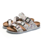 Floral Triple Buckle PU Upper Rubber Outsole Sandals