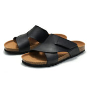 Hook-and-Loop Cross Strap PU Upper Cork Footbed Women’s Sandals - 图片 2