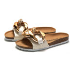 Chunky Chain Wide Strap PU Upper Cork Footbed Women’s Sandals