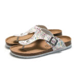 Floral Buckle Toe Post PU Upper Rubber Outsole Sandals