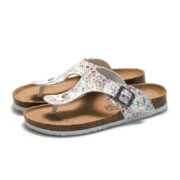 Floral Buckle Toe Post PU Upper Rubber Outsole Sandals