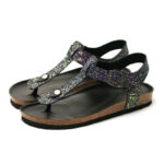 Glitter Back Strap Toe Post PU Upper Composite Outsole Sandals