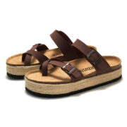 Jute Platform Toe Loop Double Buckle PU Upper Composite Outsole Women’s Sandals - 图片 3