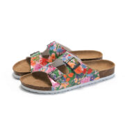 Colorful Floral Double Buckle PU Upper Rubber Outsole Sandals