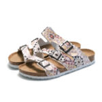 Geometric Print Triple Buckle PU Upper Rubber Outsole Sandals