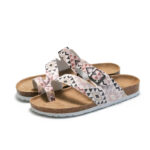 Geometric Print Cross Buckle Strap PU Upper Rubber Outsole Sandals