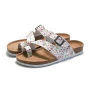 Floral Buckle Toe Loop PU Upper Rubber Outsole Sandals