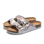 Geometric Print Double Buckle PU Upper Rubber Outsole Sandals