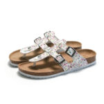 Floral Double Buckle Toe Post PU Upper Rubber Outsole Sandals