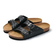 Woven-Texture Double Buckle PU Upper Composite Outsole Women’s Sandals