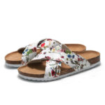 Botanical Print Cross Strap Microfiber Upper EVA Outsole Sandals