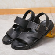 Cross Strap Quick-Release Buckle Back Strap Leather Upper Rubber Outsole Sandals - 图片 3