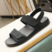 Hook-and-Loop Double Strap Back Strap Nubuck Genuine Leather Upper Rubber Outsole Sandals - 图片 4