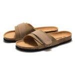 Adjustable Wide Strap Suede PU Upper Rubber Outsole Sandals