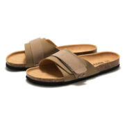 Adjustable Wide Strap Suede PU Upper Rubber Outsole Sandals