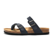 Toe Loop Double Buckle PU Upper Rubber Outsole Sandals - 图片 2