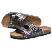 Marble Print Double Buckle PU Upper Composite Outsole Slides - 图片 6