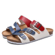 Color-Block Double Buckle PU Upper EVA Outsole Slides - 图片 2