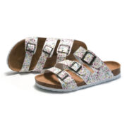 Floral Triple Buckle PU Upper Rubber Outsole Sandals - 图片 2