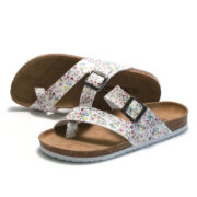 Floral Buckle Toe Loop PU Upper Rubber Outsole Sandals - 图片 2