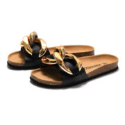 Chunky Chain Wide Strap PU Upper Cork Footbed Women’s Sandals - 图片 2