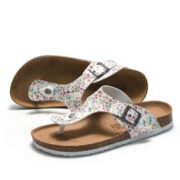 Floral Buckle Toe Post PU Upper Rubber Outsole Sandals - 图片 5