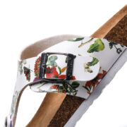 Botanical Print Buckle Toe Post PU Upper Cork Footbed Sandals - 图片 3