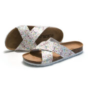 Floral Cross Strap PU Upper Rubber Outsole Sandals - 图片 4