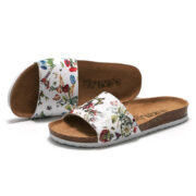 Botanical Print Wide Strap PU Upper Rubber Outsole Sandals - 图片 2