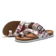 Floral Print Buckle Toe Loop PU Upper Rubber Outsole Sandals - 图片 4
