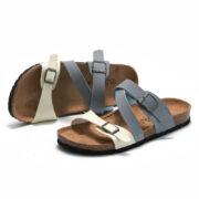 Color-Block Double Buckle Cross Strap PU Upper Rubber Outsole Women’s Sandals - 图片 3