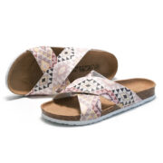 Geometric Print Cross Strap PU Upper Rubber Outsole Sandals - 图片 2