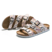 Geometric Print Triple Buckle PU Upper Rubber Outsole Sandals - 图片 2