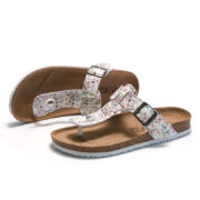 Floral Buckle Toe Post PU Upper Rubber Outsole Sandals - 图片 2