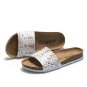 Floral Single Wide Strap PU Upper Rubber Outsole Sandals - 图片 4