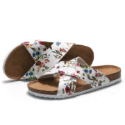 Botanical Print Cross Strap Microfiber Upper EVA Outsole Sandals - 图片 2