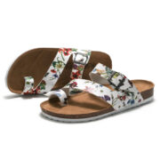 Botanical Print Buckle Toe Loop PU Upper Rubber Outsole Sandals - 图片 2