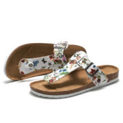 Botanical Print Buckle Toe Post PU Upper Composite Outsole Sandals - 图片 2