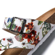 Botanical Print Cross Buckle Toe Loop PU Upper Composite Outsole Sandals - 图片 2