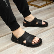 Layered Wide Strap Cutout Back Strap Leather Upper Rubber Outsole Sandals - 图片 5
