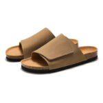 Hook-and-Loop Wide Strap PU Upper Rubber Outsole Sandals