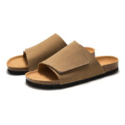 Hook-and-Loop Wide Strap PU Upper Rubber Outsole Sandals