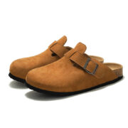 Buckle Closed-Toe Suede PU Upper Rubber Outsole Clogs - 图片 7