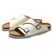 Double Buckle Cork Footbed PU Upper Rubber Outsole Sandals - 图片 8