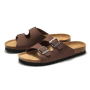 Double Buckle PU Upper Rubber Outsole Sandals - 图片 3